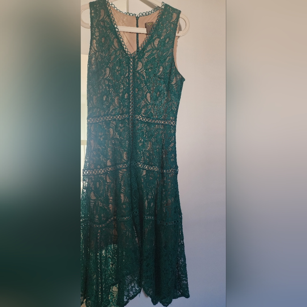 Taylor Teal Lace Midi Dress